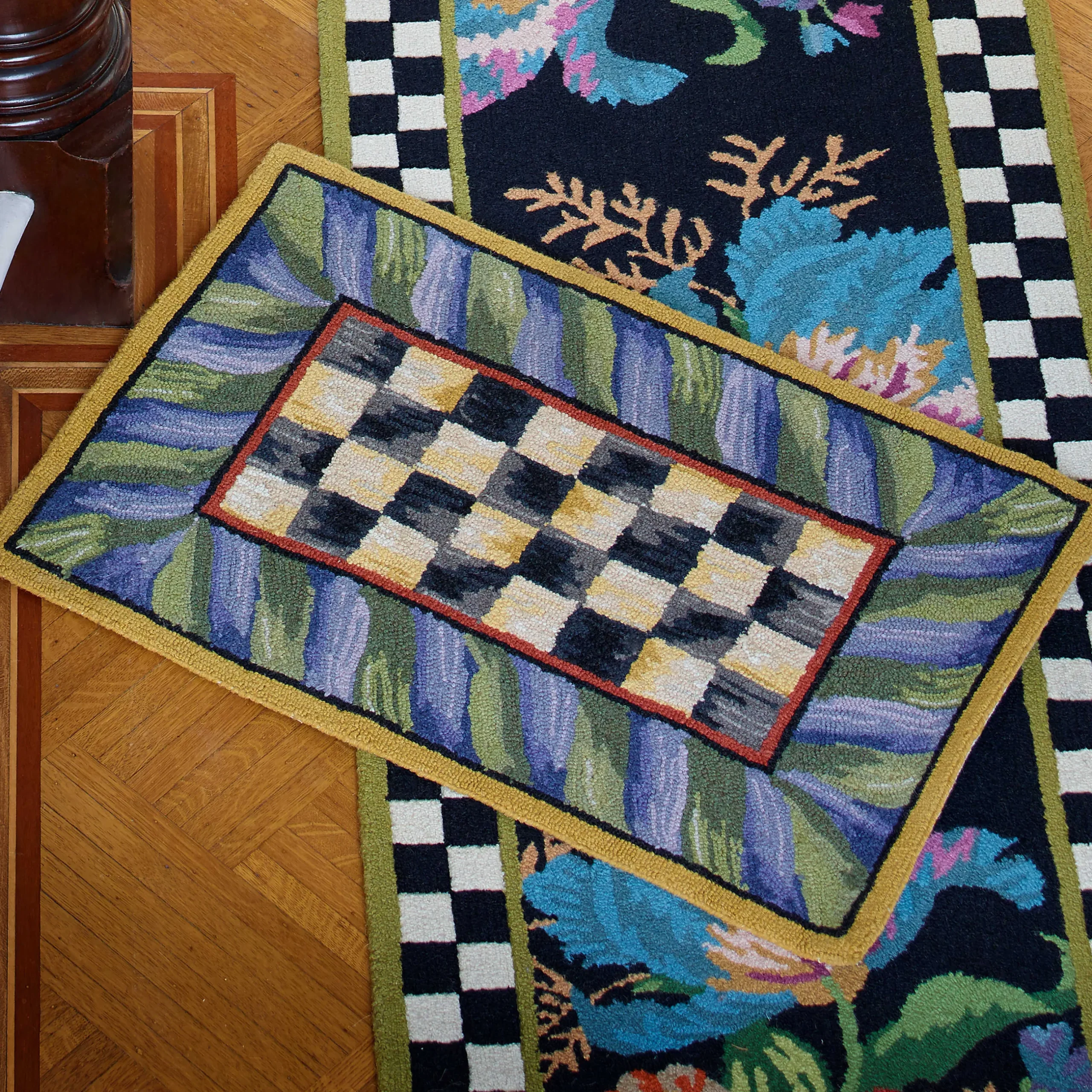 Rugs|MacKenzie-Childs Courtly Check Purple Green 2' x 3' Rug