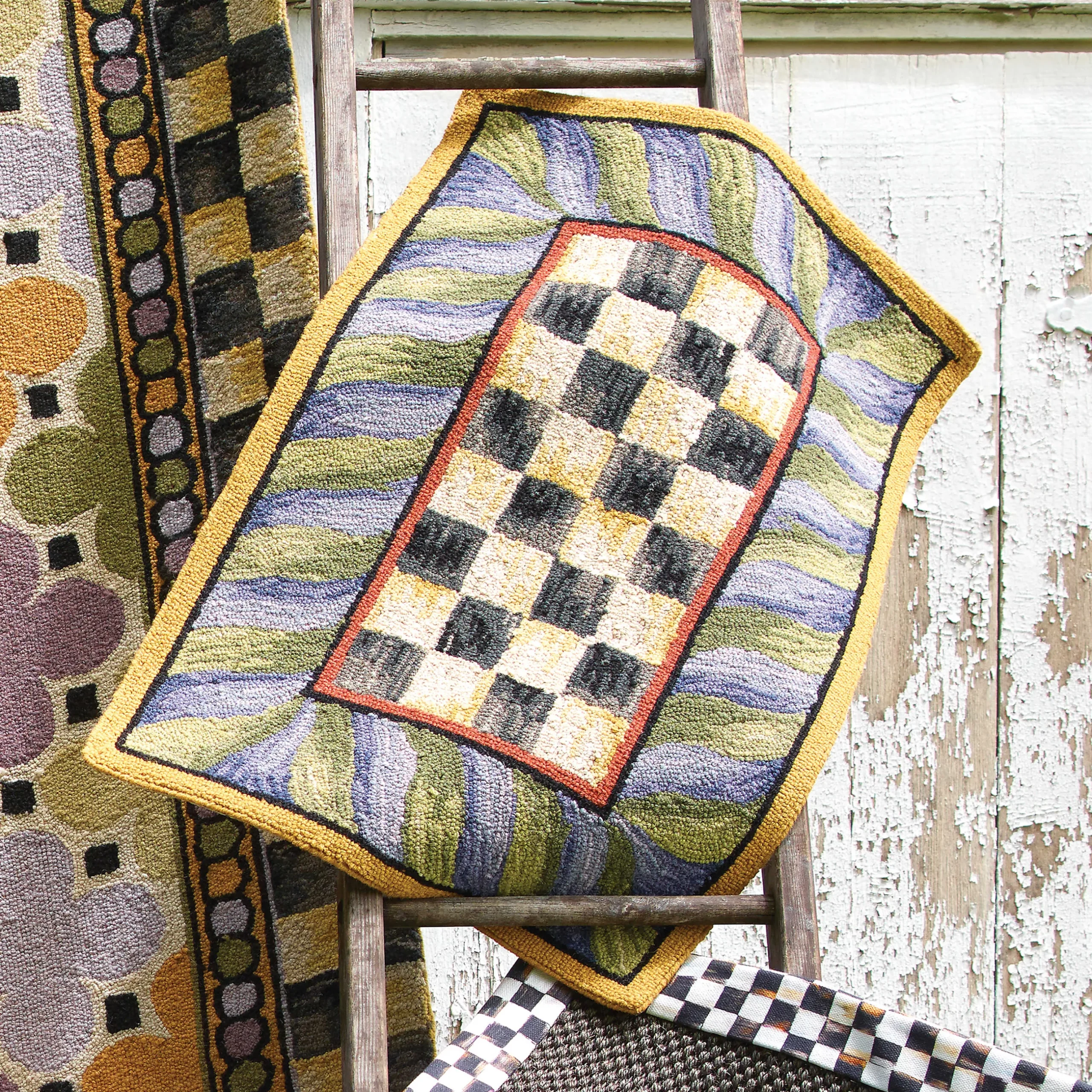 Rugs|MacKenzie-Childs Courtly Check Purple Green 2' x 3' Rug