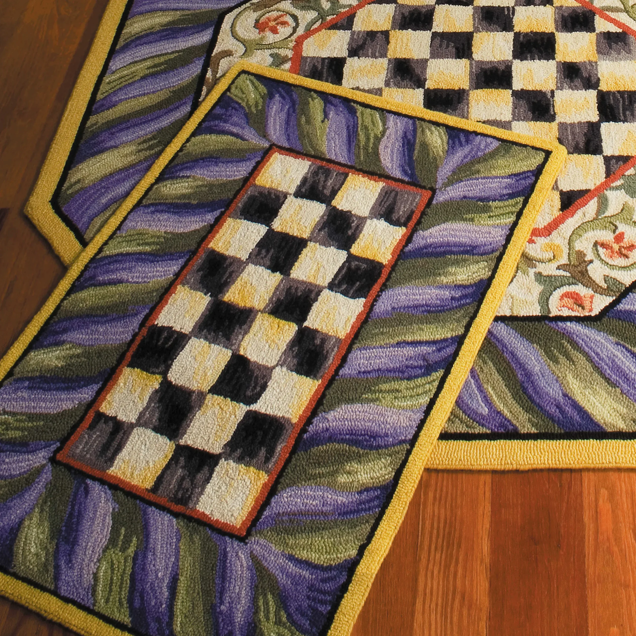 Rugs|MacKenzie-Childs Courtly Check Purple Green 2' x 3' Rug