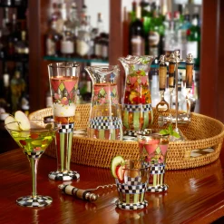 Bar Entertaining|Serveware|MacKenzie-Childs Courtly Check Rattan  Enamel Party Serving Tray