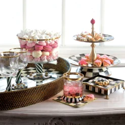 Bar Entertaining|Serveware|MacKenzie-Childs Courtly Check Rattan  Enamel Party Serving Tray
