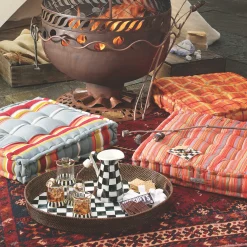 Bar Entertaining|Serveware|MacKenzie-Childs Courtly Check Rattan  Enamel Party Serving Tray