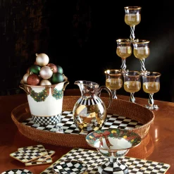 Bar Entertaining|Serveware|MacKenzie-Childs Courtly Check Rattan  Enamel Party Serving Tray