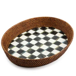 Fall Entertaining|Bar Entertaining|MacKenzie-Childs Courtly Check Rattan  Enamel Large Serving Tray