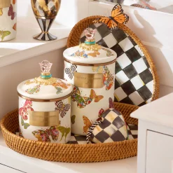 Fall Entertaining|Bar Entertaining|MacKenzie-Childs Courtly Check Rattan  Enamel Large Serving Tray