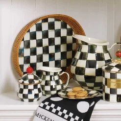 Fall Entertaining|Bar Entertaining|MacKenzie-Childs Courtly Check Rattan  Enamel Large Serving Tray