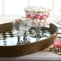 Fall Entertaining|Bar Entertaining|MacKenzie-Childs Courtly Check Rattan  Enamel Large Serving Tray