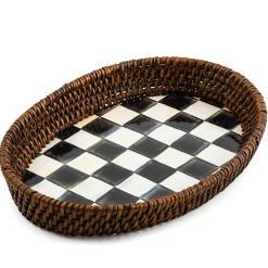 The Coffee Shop|Bar Entertaining|MacKenzie-Childs Courtly Check Rattan  Enamel Small Serving Tray