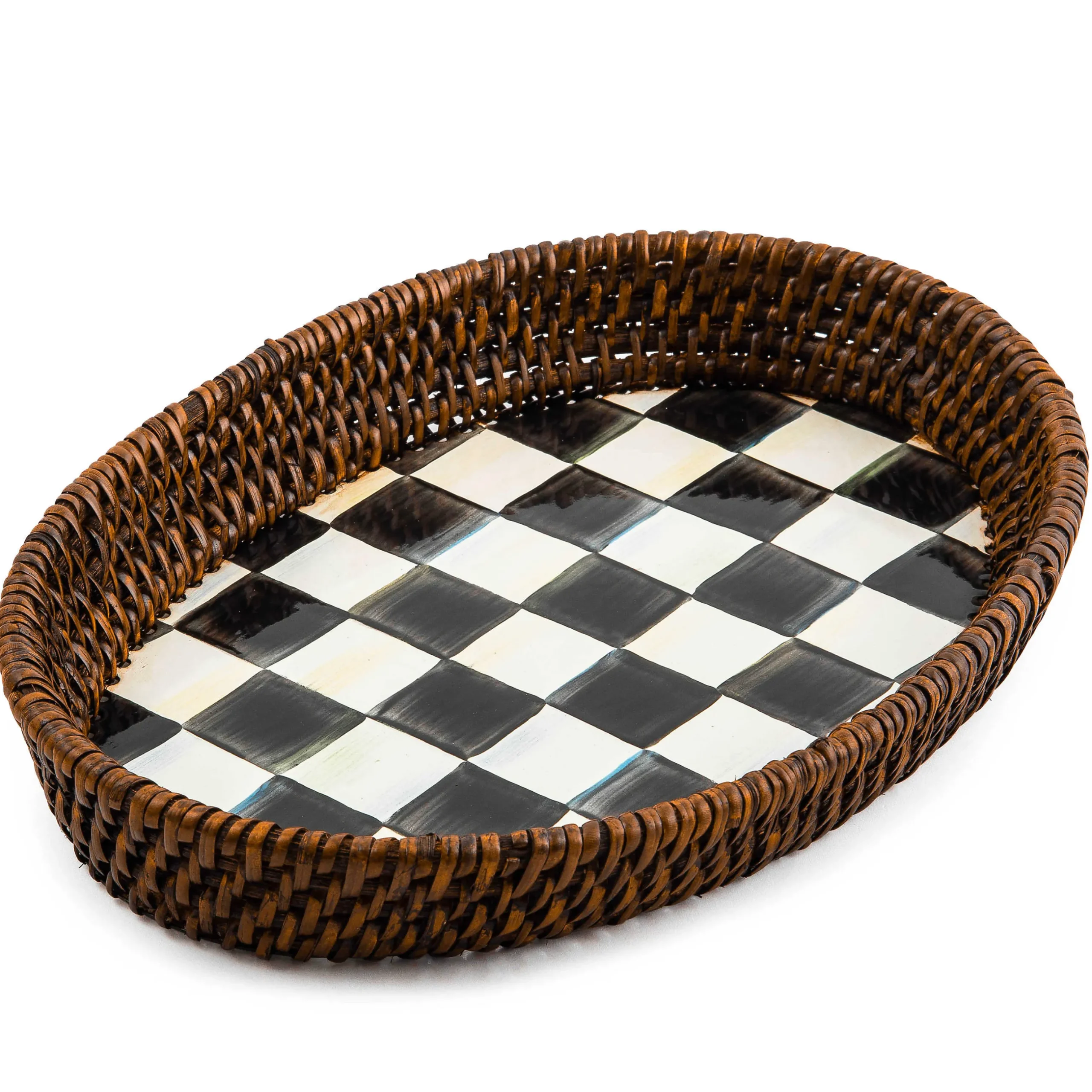 The Coffee Shop|Bar Entertaining|MacKenzie-Childs Courtly Check Rattan Enamel Small Serving Tray