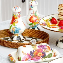 The Coffee Shop|Bar Entertaining|MacKenzie-Childs Courtly Check Rattan Enamel Small Serving Tray
