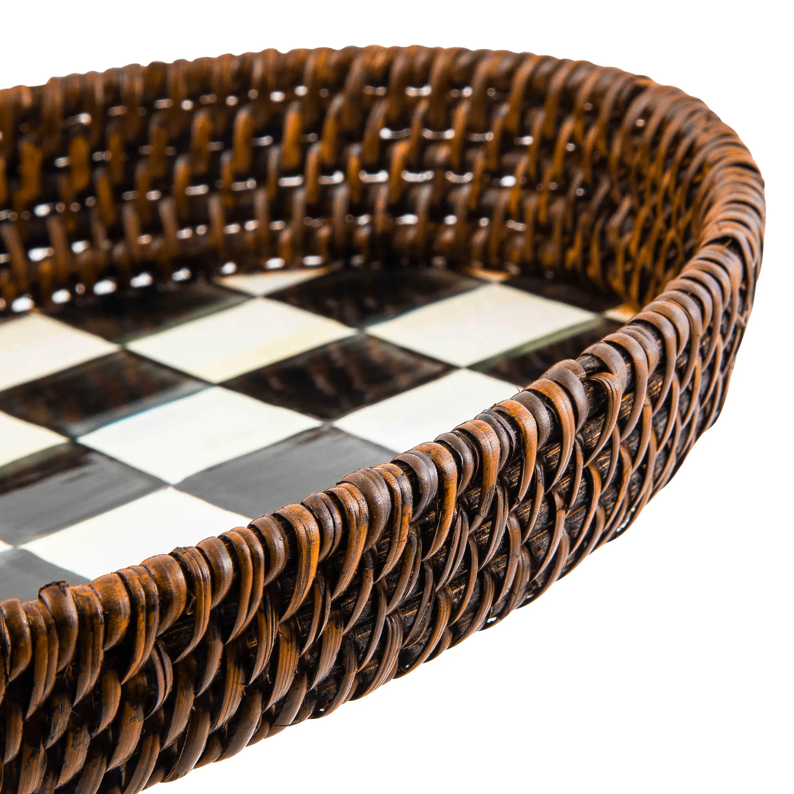 The Coffee Shop|Bar Entertaining|MacKenzie-Childs Courtly Check Rattan Enamel Small Serving Tray