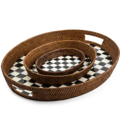 The Coffee Shop|Bar Entertaining|MacKenzie-Childs Courtly Check Rattan Enamel Small Serving Tray