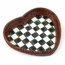 The Coffee Shop|Bar Entertaining|MacKenzie-Childs Courtly Check Rattan  Enamel Heart Tray
