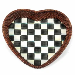 The Coffee Shop|Bar Entertaining|MacKenzie-Childs Courtly Check Rattan  Enamel Heart Tray
