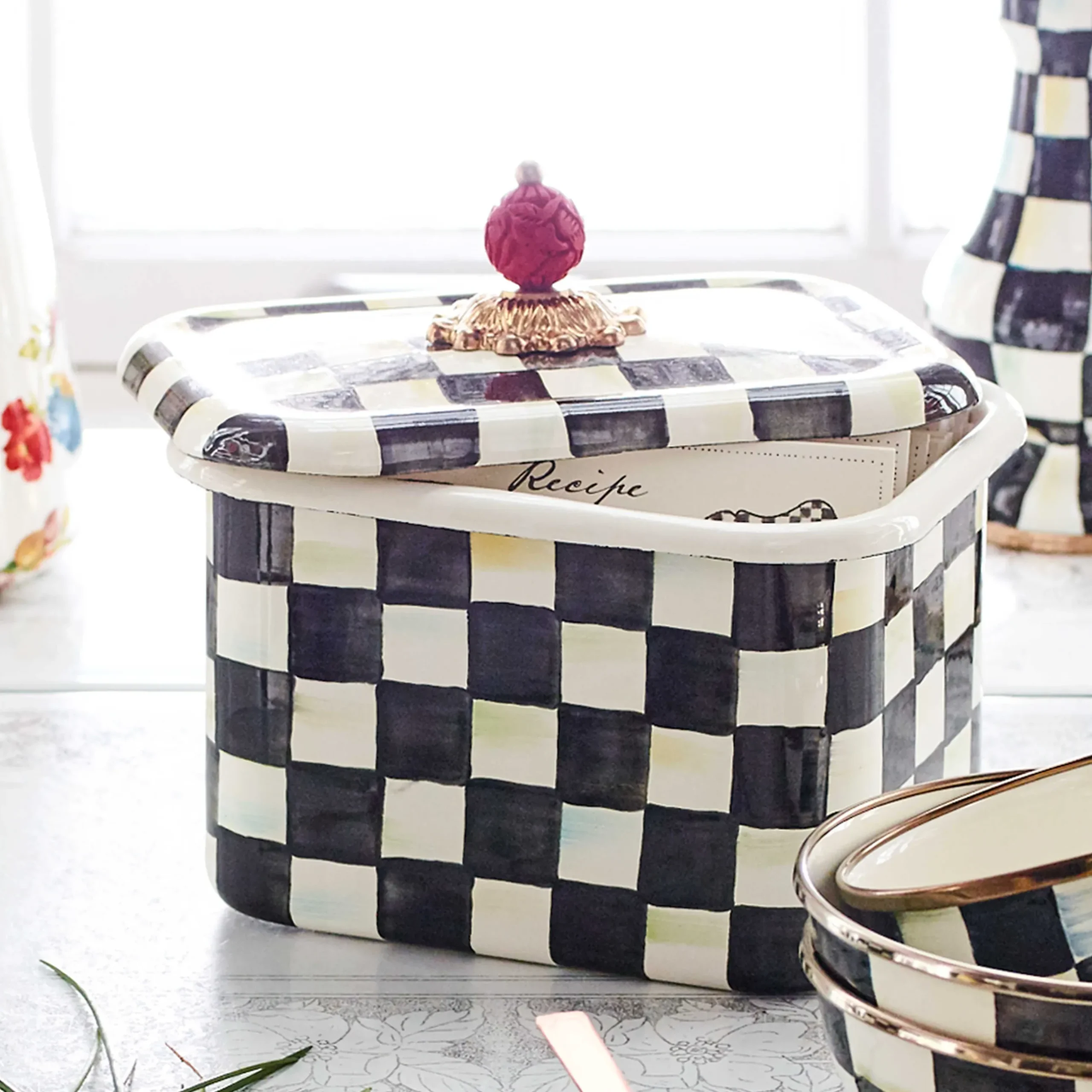 Kitchen Storage & Organization|MacKenzie-Childs Courtly Check Recipe Box