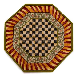 Rugs|MacKenzie-Childs Courtly Check Red  Gold 6' Octagon Rug