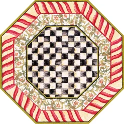 Rugs|MacKenzie-Childs Courtly Check Red  Gold 6' Octagon Washable Rug