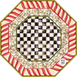 Rugs|MacKenzie-Childs Courtly Check Red  Gold 6' Octagon Washable Rug