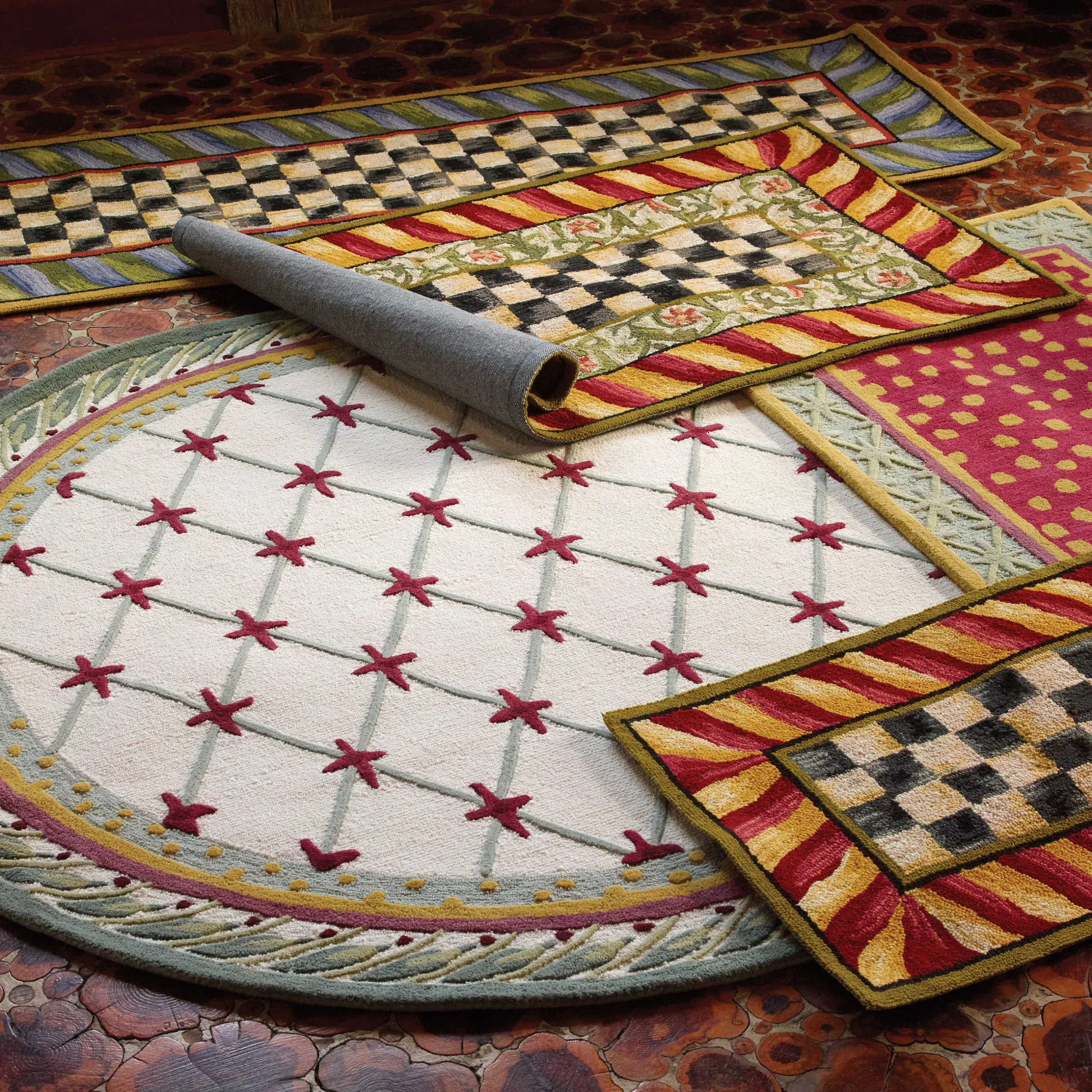 Rugs|MacKenzie-Childs Courtly Check Red Gold 2' x 3' Rug