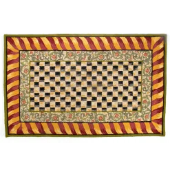 Rugs|MacKenzie-Childs Courtly Check Red  Gold 5' x 8' Rug