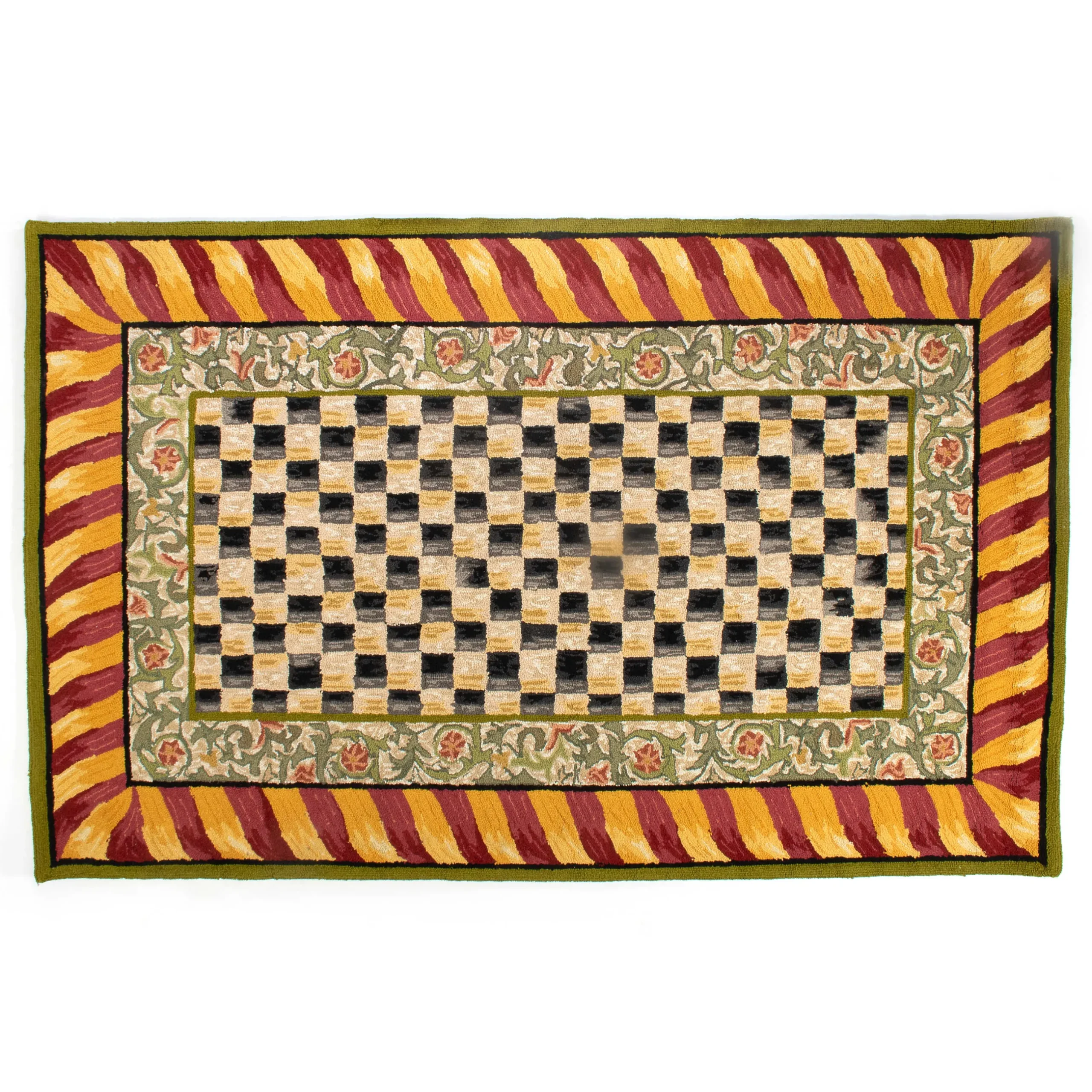 Rugs|MacKenzie-Childs Courtly Check Red Gold 5' x 8' Rug