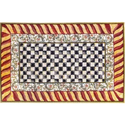 Rugs|MacKenzie-Childs Courtly Check Red  Gold 5' x 7'6 Washable Rug