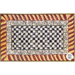 Rugs|MacKenzie-Childs Courtly Check Red  Gold 5' x 7'6 Washable Rug
