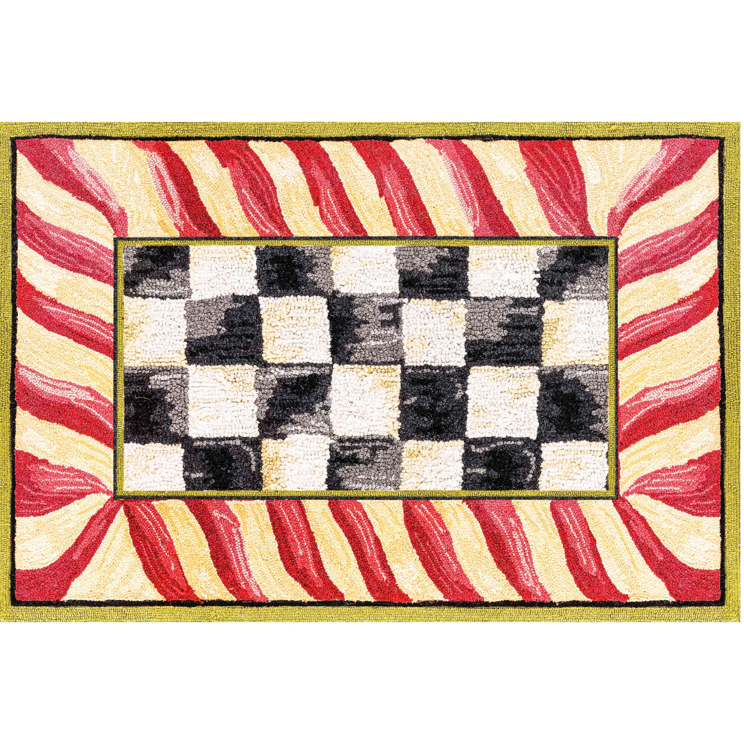 Rugs|MacKenzie-Childs Courtly Check Red Gold 2' x 3' Washable Rug