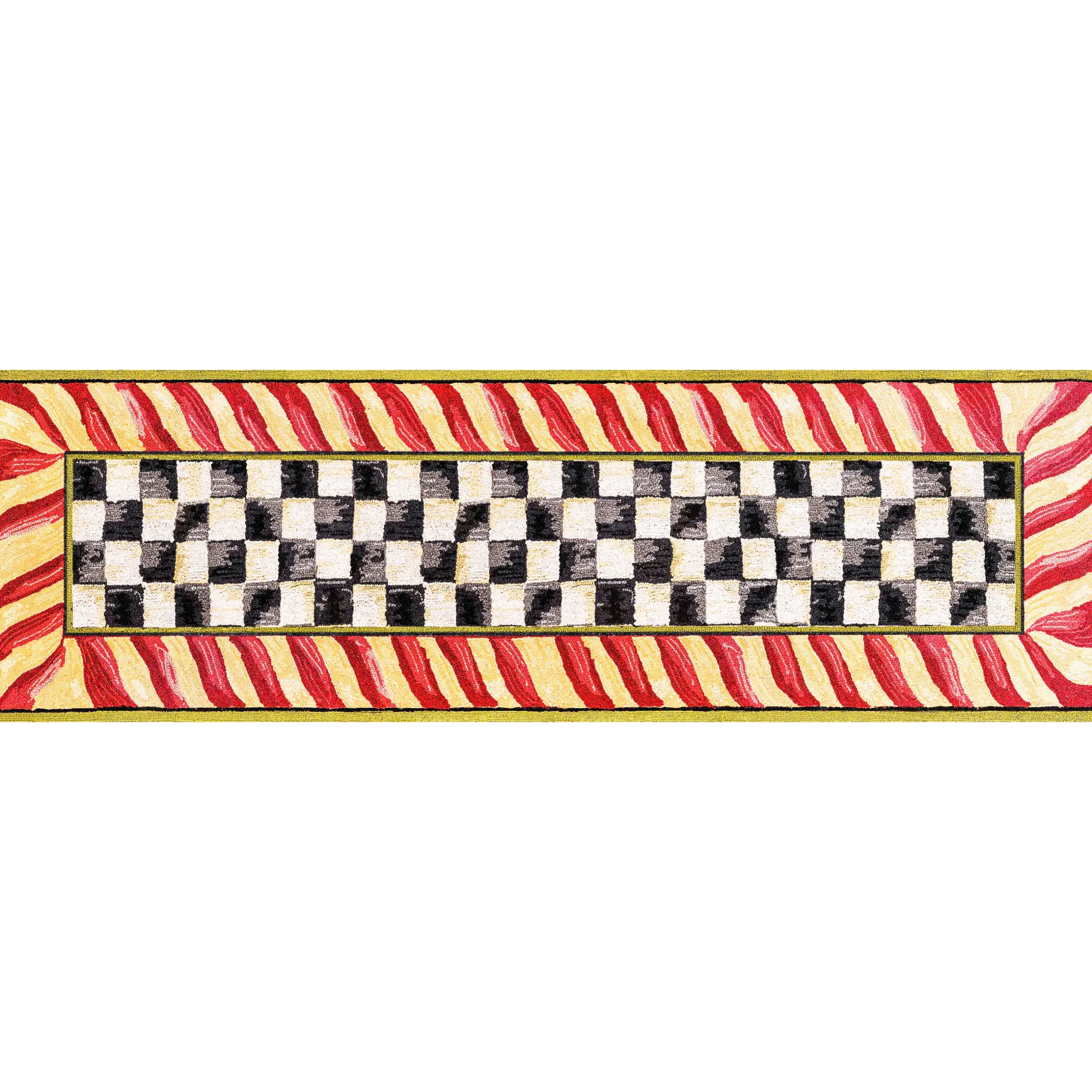 Rugs|MacKenzie-Childs Courtly Check Red Gold 2'6 x 8' Washable Runner