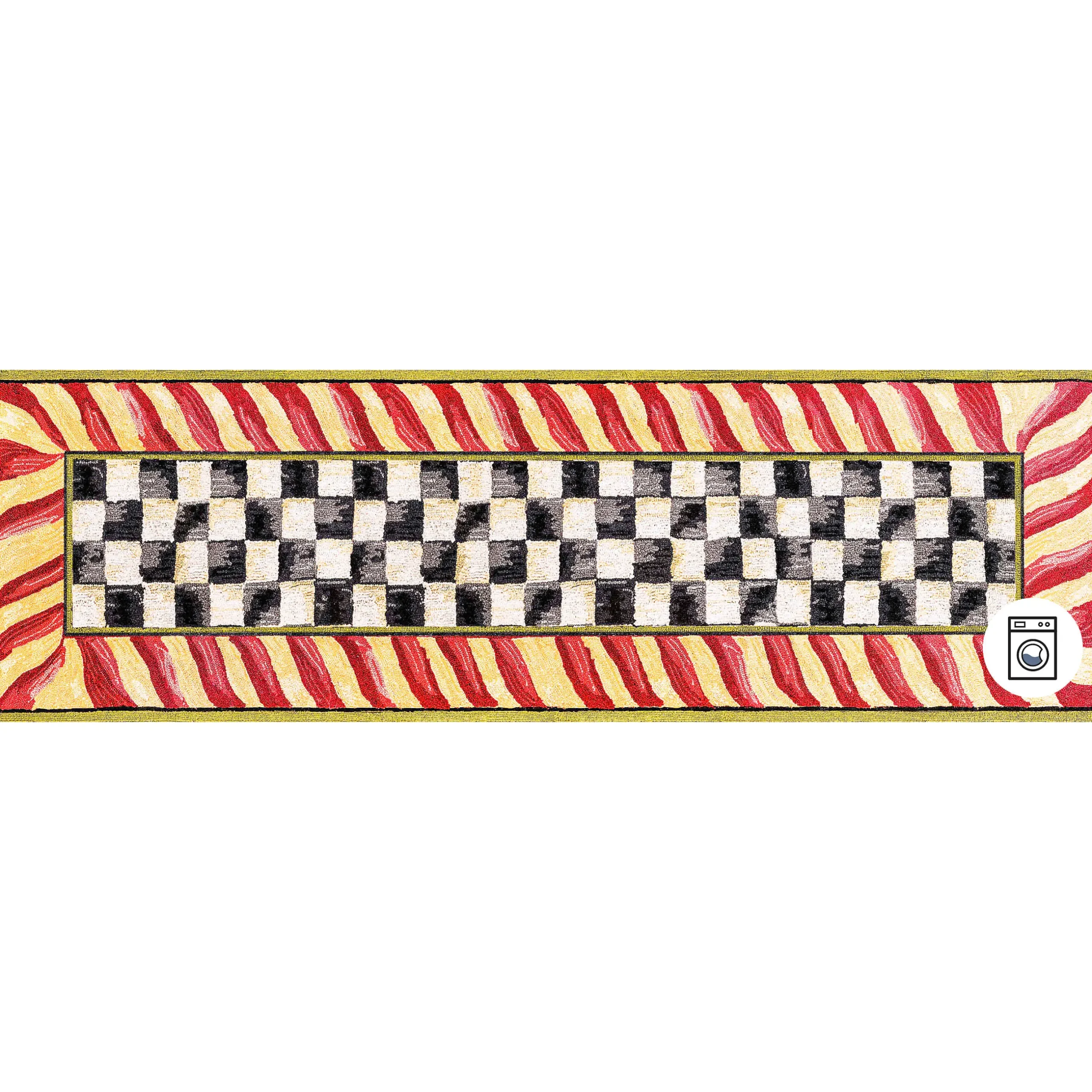 Rugs|MacKenzie-Childs Courtly Check Red Gold 2'6 x 8' Washable Runner