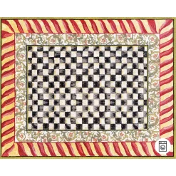 Rugs|MacKenzie-Childs Courtly Check Red  Gold 8' x 10' Washable Rug