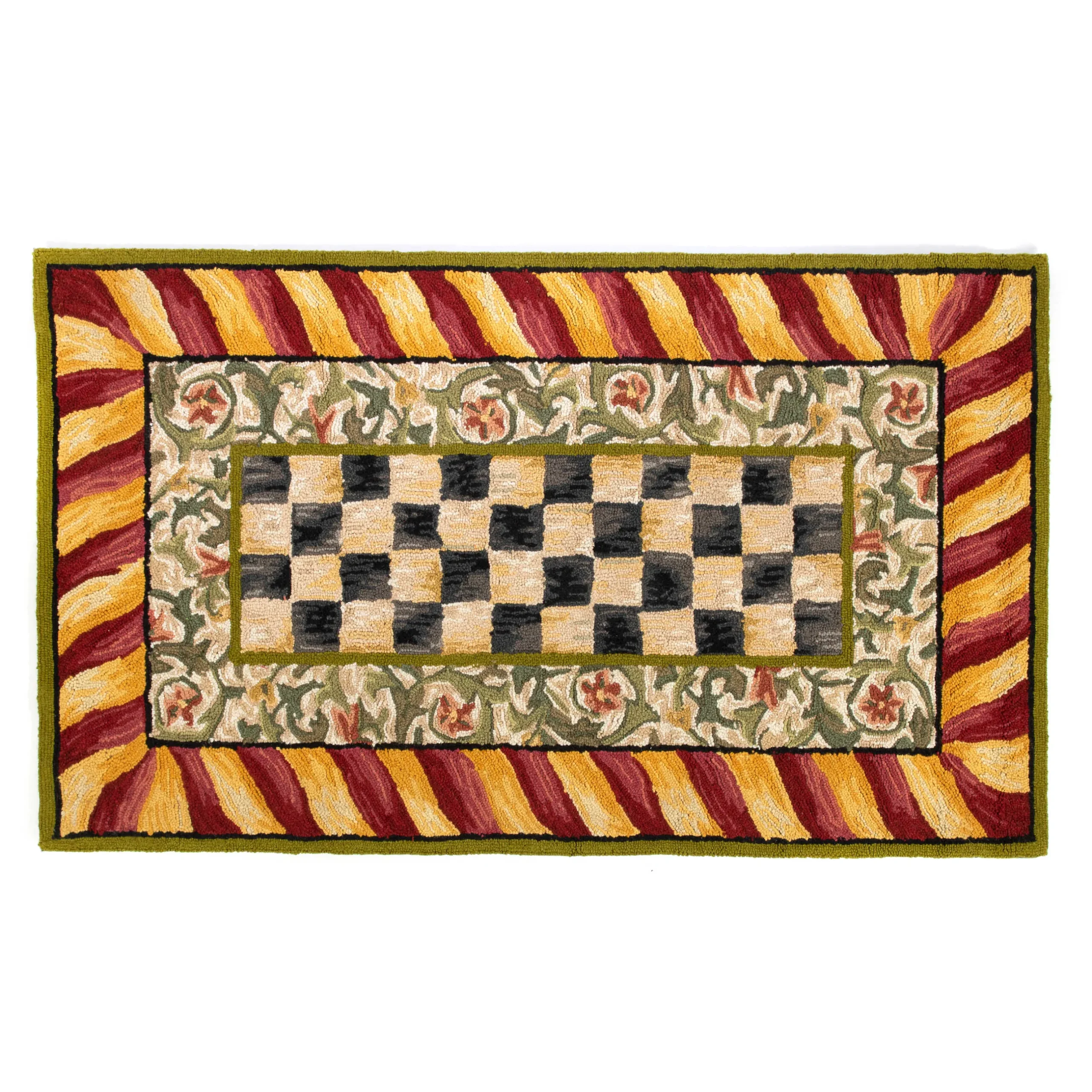 Rugs|MacKenzie-Childs Courtly Check Red Gold 3' x 5' Rug