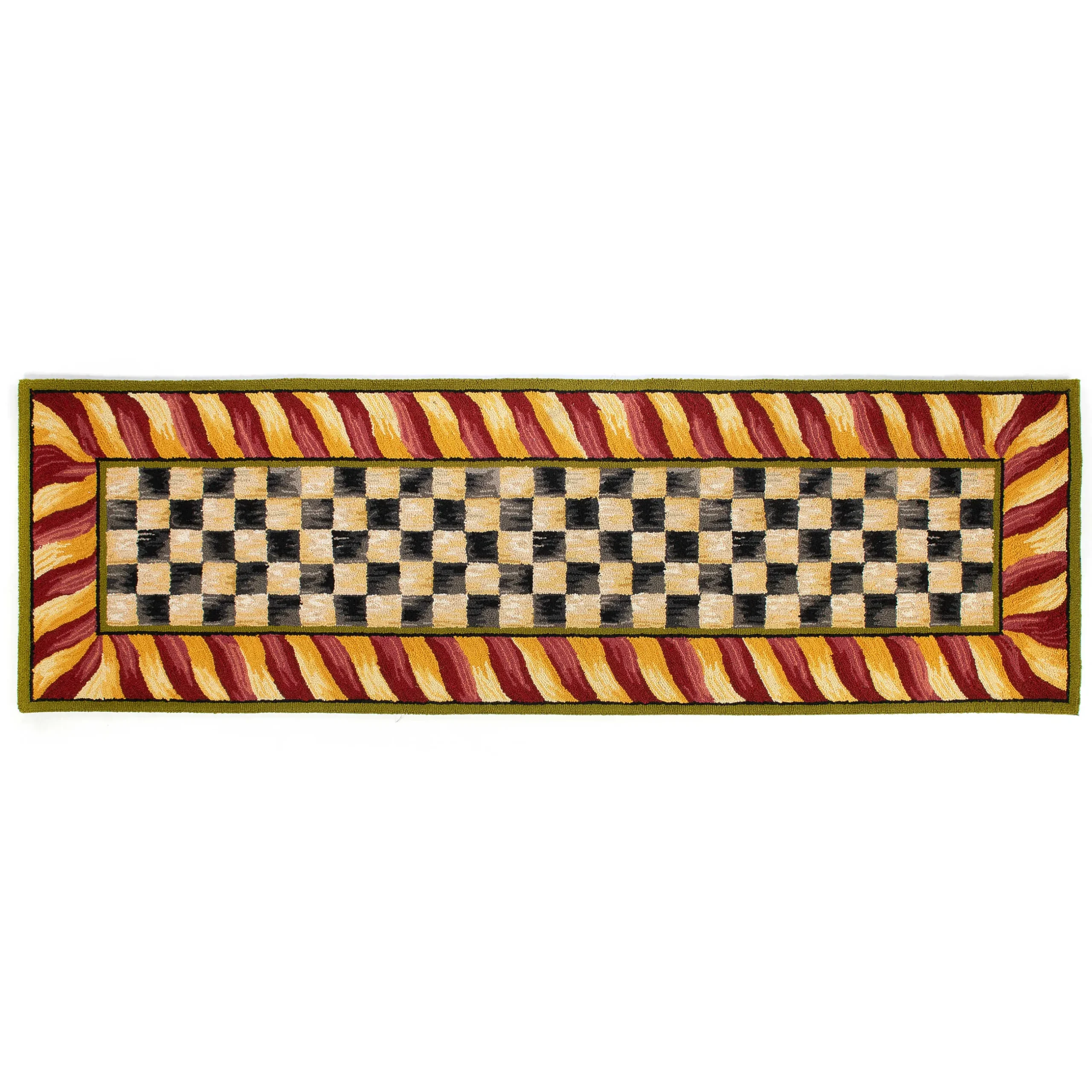 Rugs|MacKenzie-Childs Courtly Check Red Gold 2'6 x 8' Runner