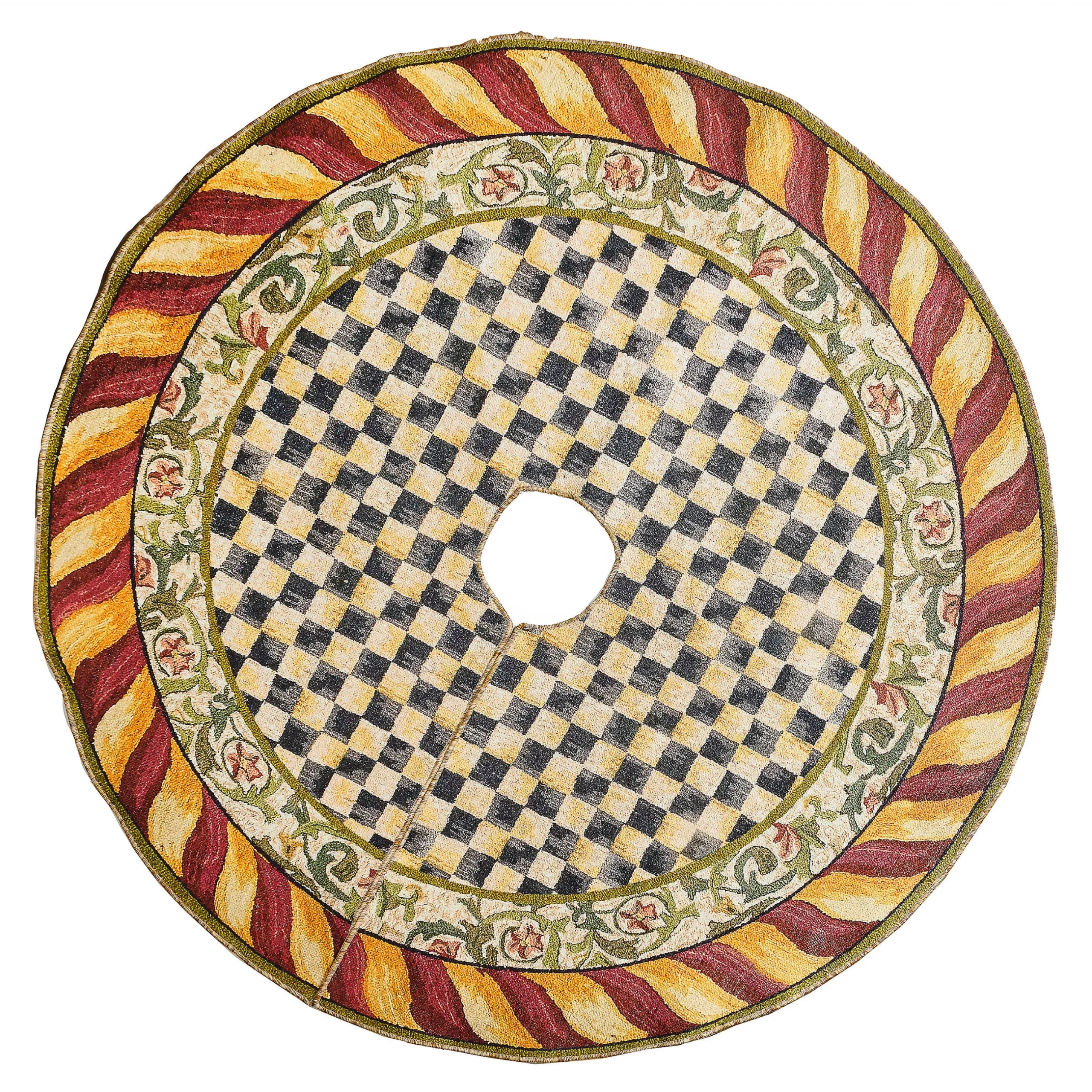 Room Accents|MacKenzie-Childs Courtly Check Red Gold Tree Skirt