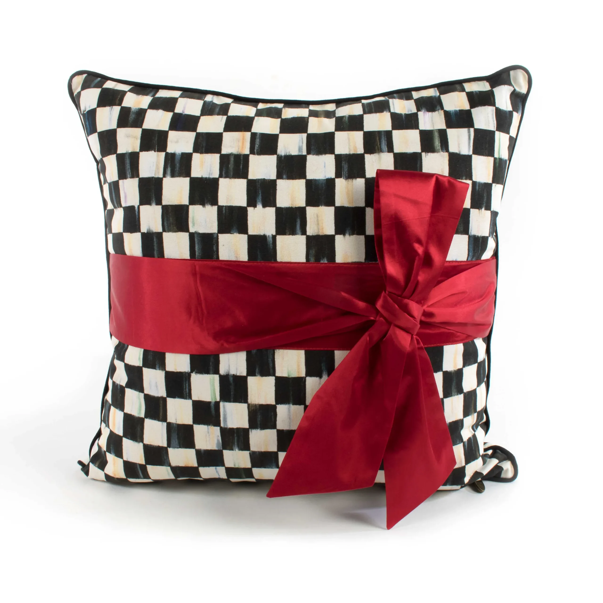 Pillows, Throws, & Cushions|MacKenzie-Childs Courtly Check Red Sash Throw Pillow