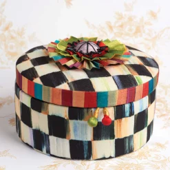 Bath & Bath Accessories|Room Accents|MacKenzie-Childs Courtly Check Round Jewelry Box