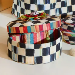 Bath & Bath Accessories|Room Accents|MacKenzie-Childs Courtly Check Round Jewelry Box