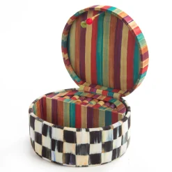 Bath & Bath Accessories|Room Accents|MacKenzie-Childs Courtly Check Round Jewelry Box