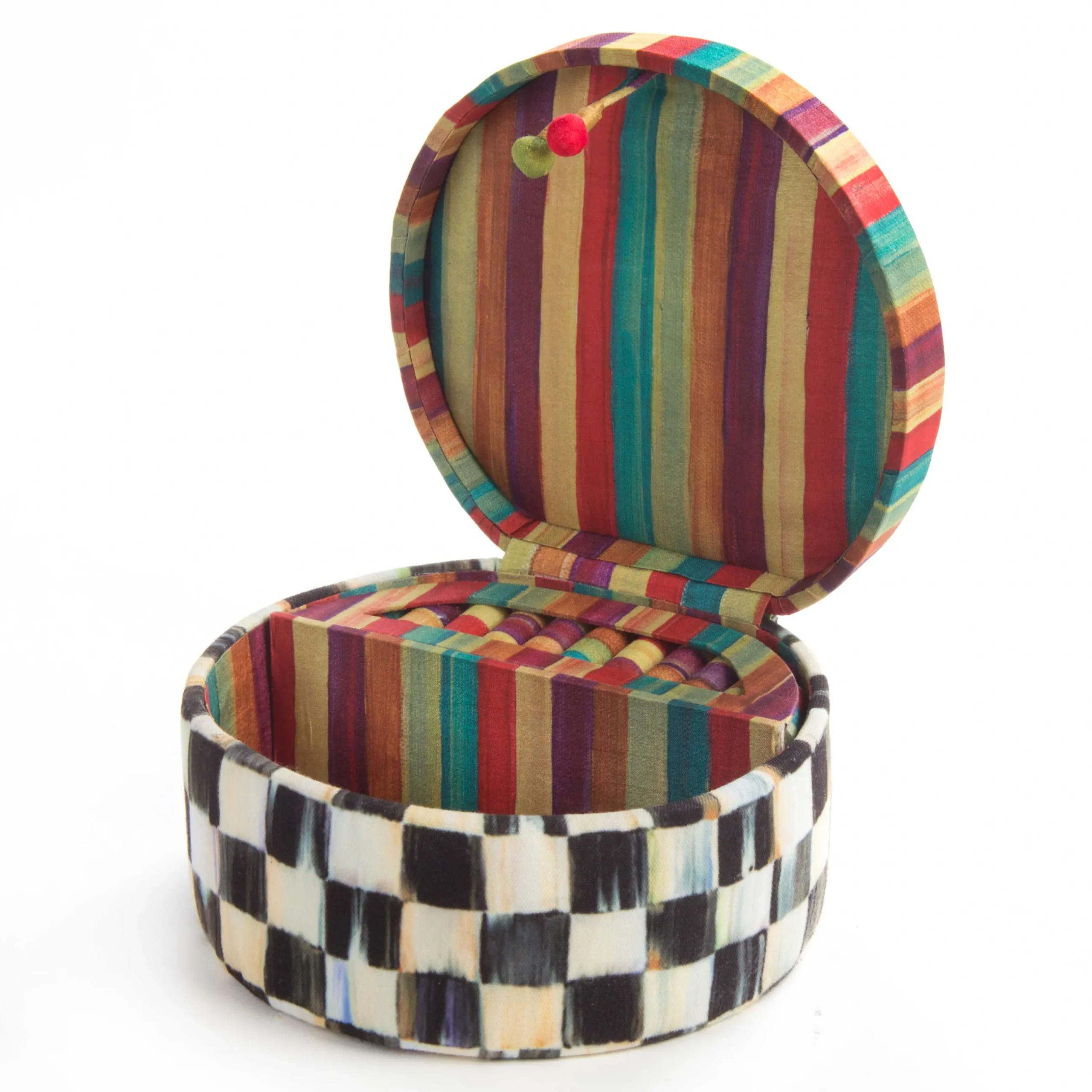 Bath & Bath Accessories|Room Accents|MacKenzie-Childs Courtly Check Round Jewelry Box