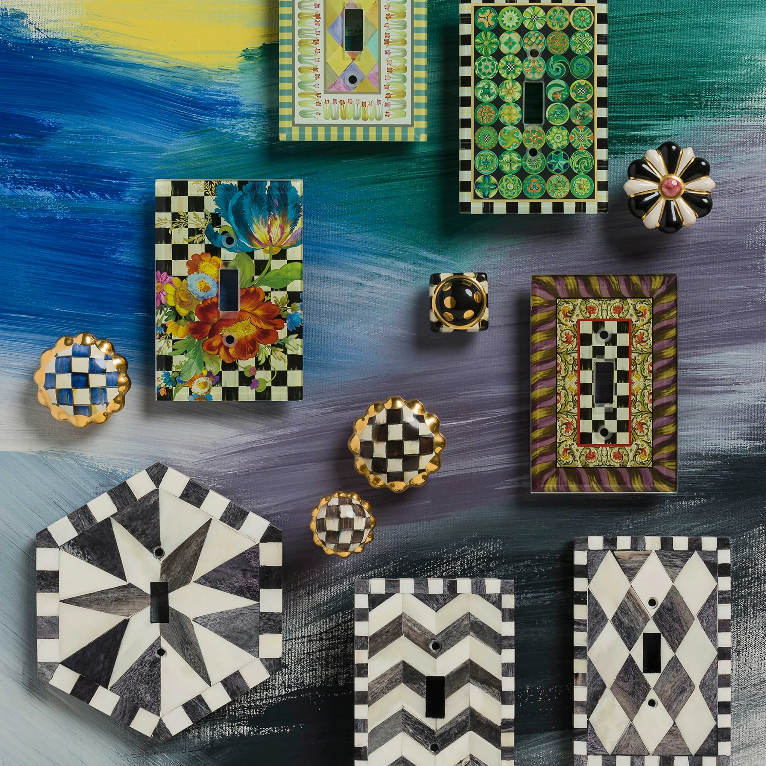 Finishing Touches|Room Accents|MacKenzie-Childs Courtly Check Round Knob