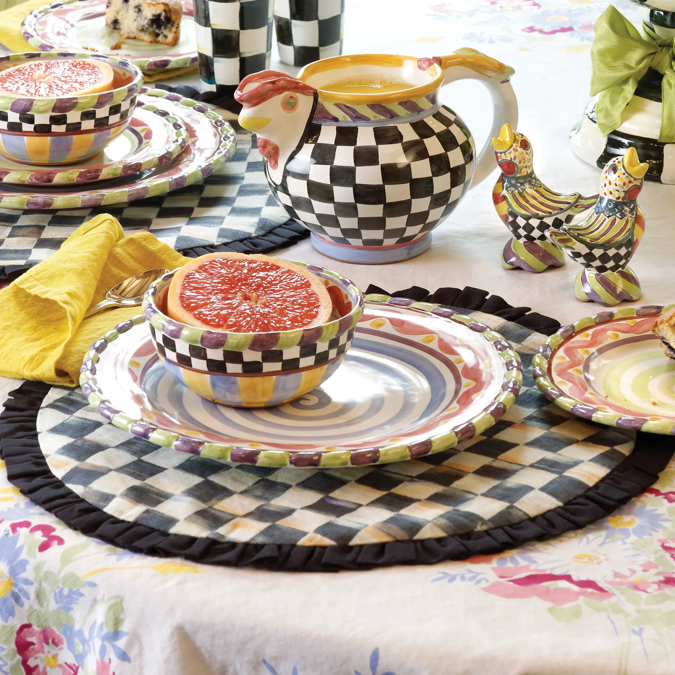 Table Accessories|Kitchen & Table Linens|MacKenzie-Childs Courtly Check Round Placemat