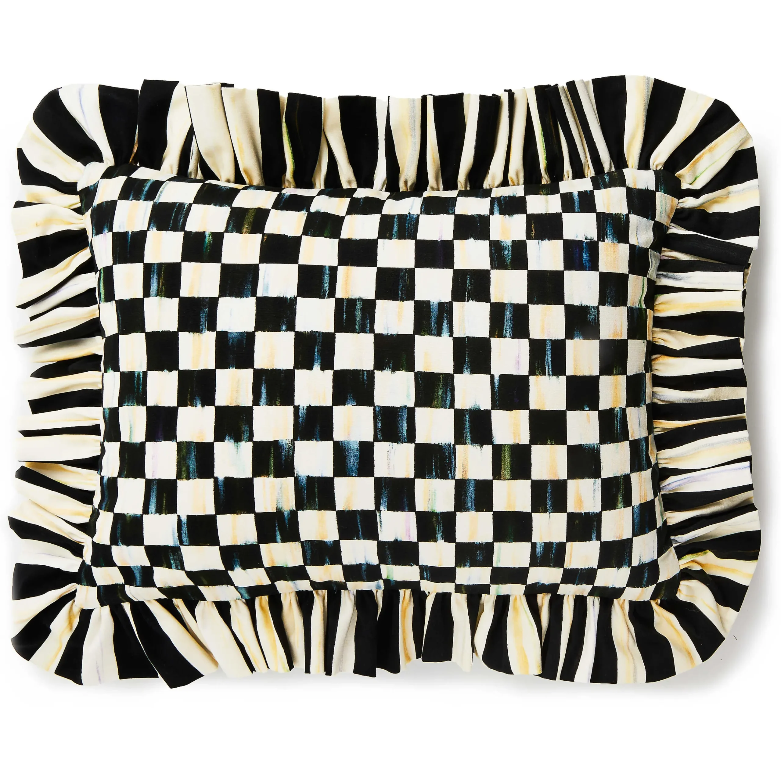 Pillows, Throws, & Cushions|MacKenzie-Childs Courtly Check Ruffle Lumbar Pillow