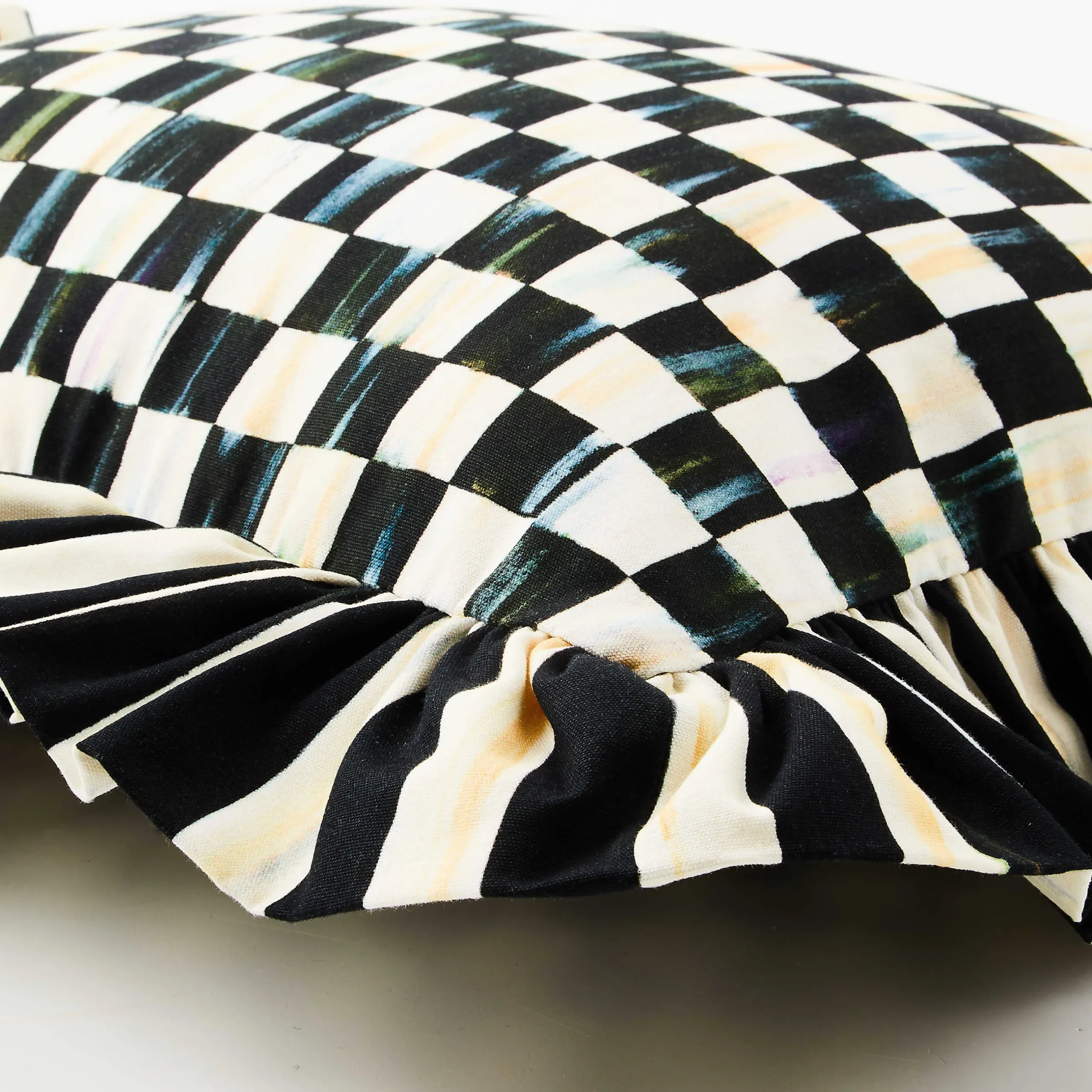 Pillows, Throws, & Cushions|MacKenzie-Childs Courtly Check Ruffle Lumbar Pillow