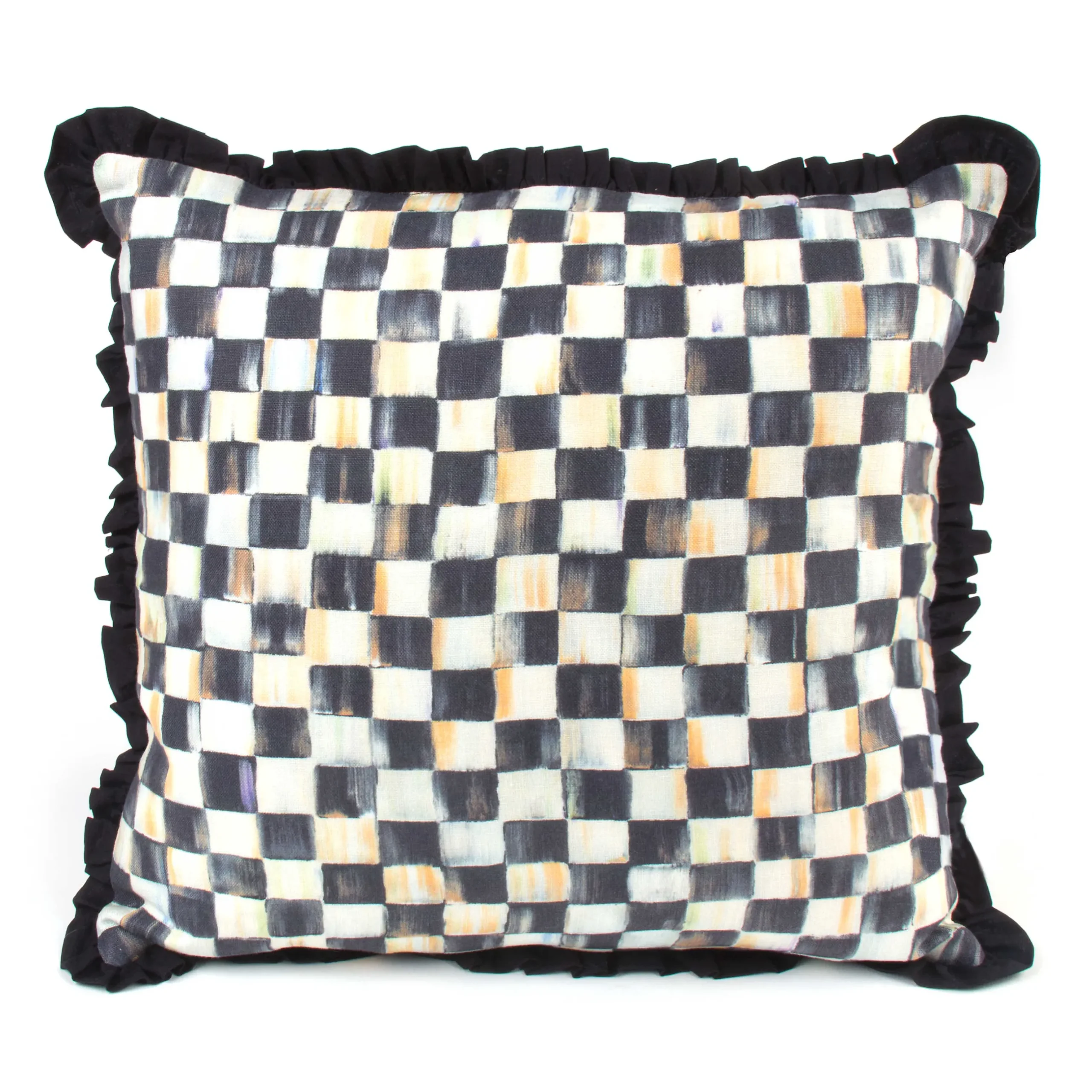 Pillows, Throws, & Cushions|MacKenzie-Childs Courtly Check Ruffled Square Throw Pillow