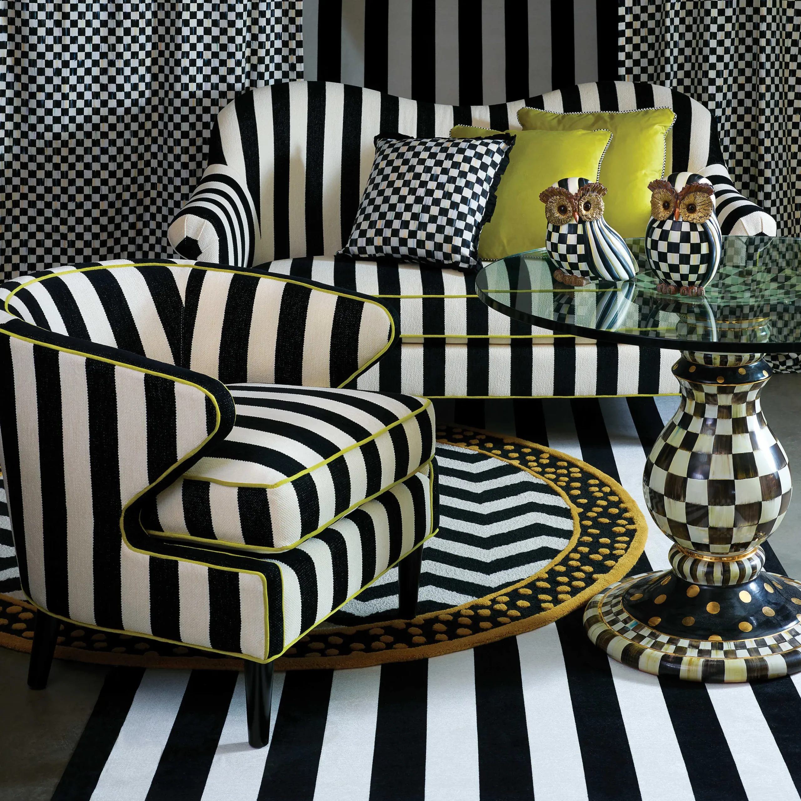 Pillows, Throws, & Cushions|MacKenzie-Childs Courtly Check Ruffled Square Throw Pillow