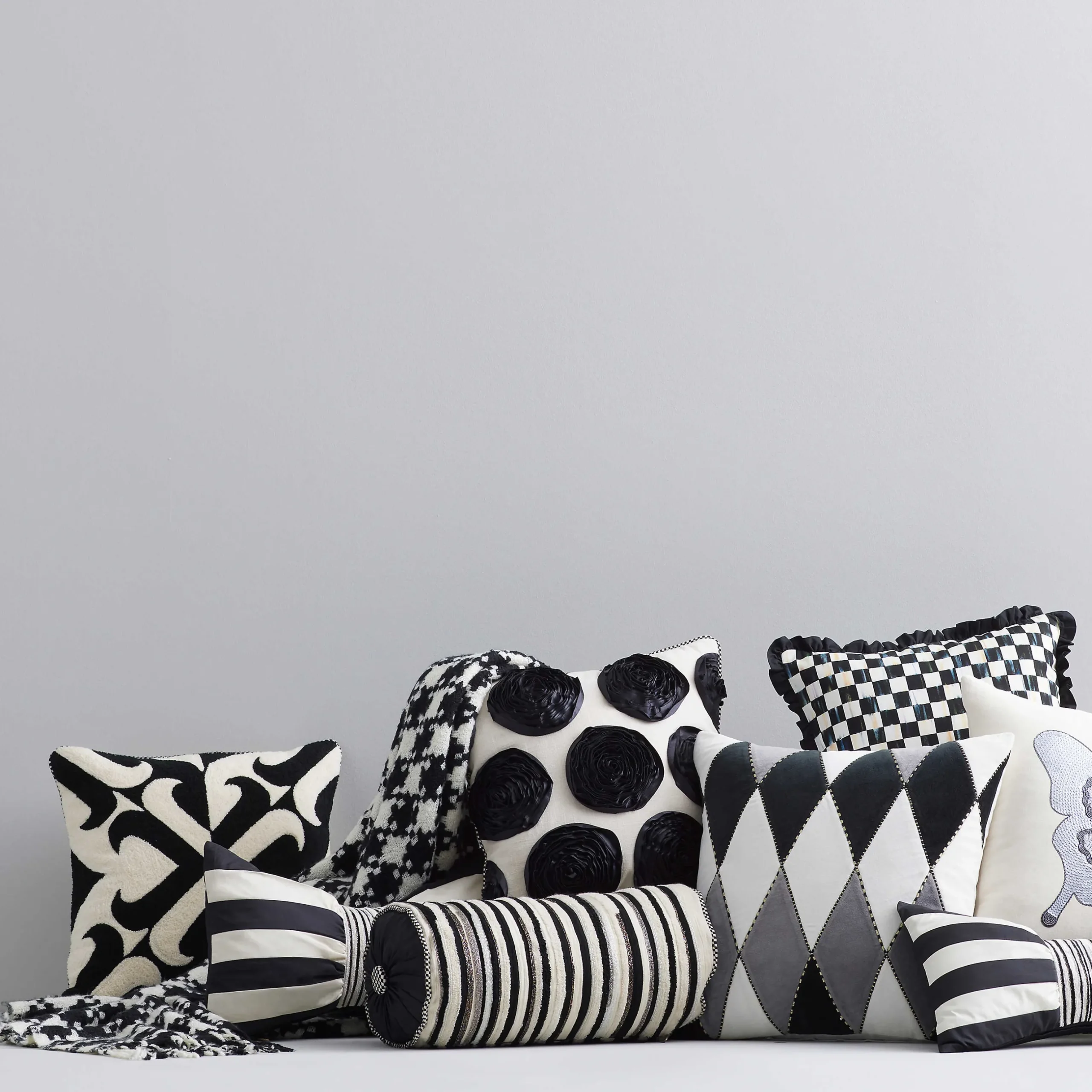 Pillows, Throws, & Cushions|MacKenzie-Childs Courtly Check Ruffled Square Throw Pillow