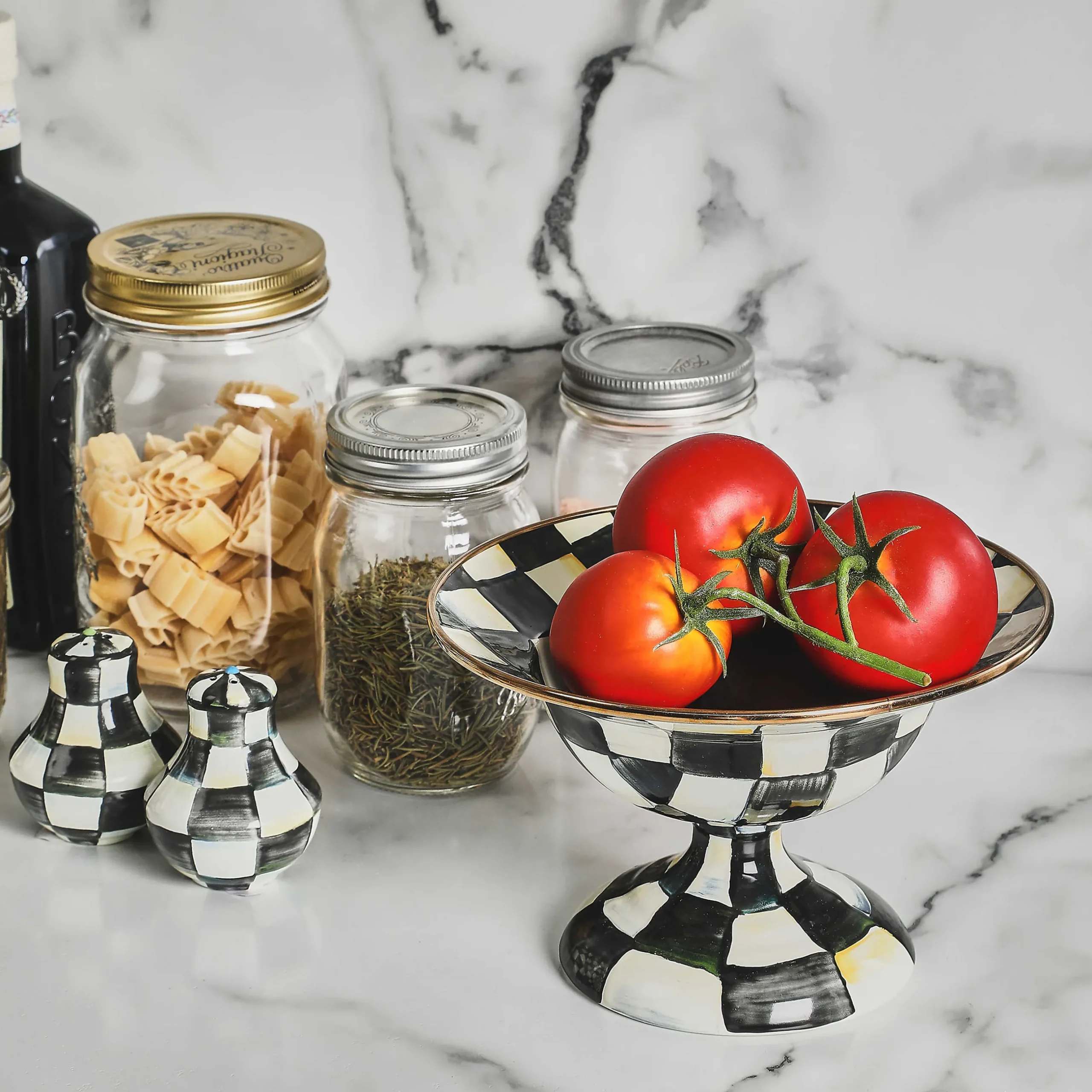 Fall Entertaining|Table Accessories|MacKenzie-Childs Courtly Check Salt Pepper Shakers