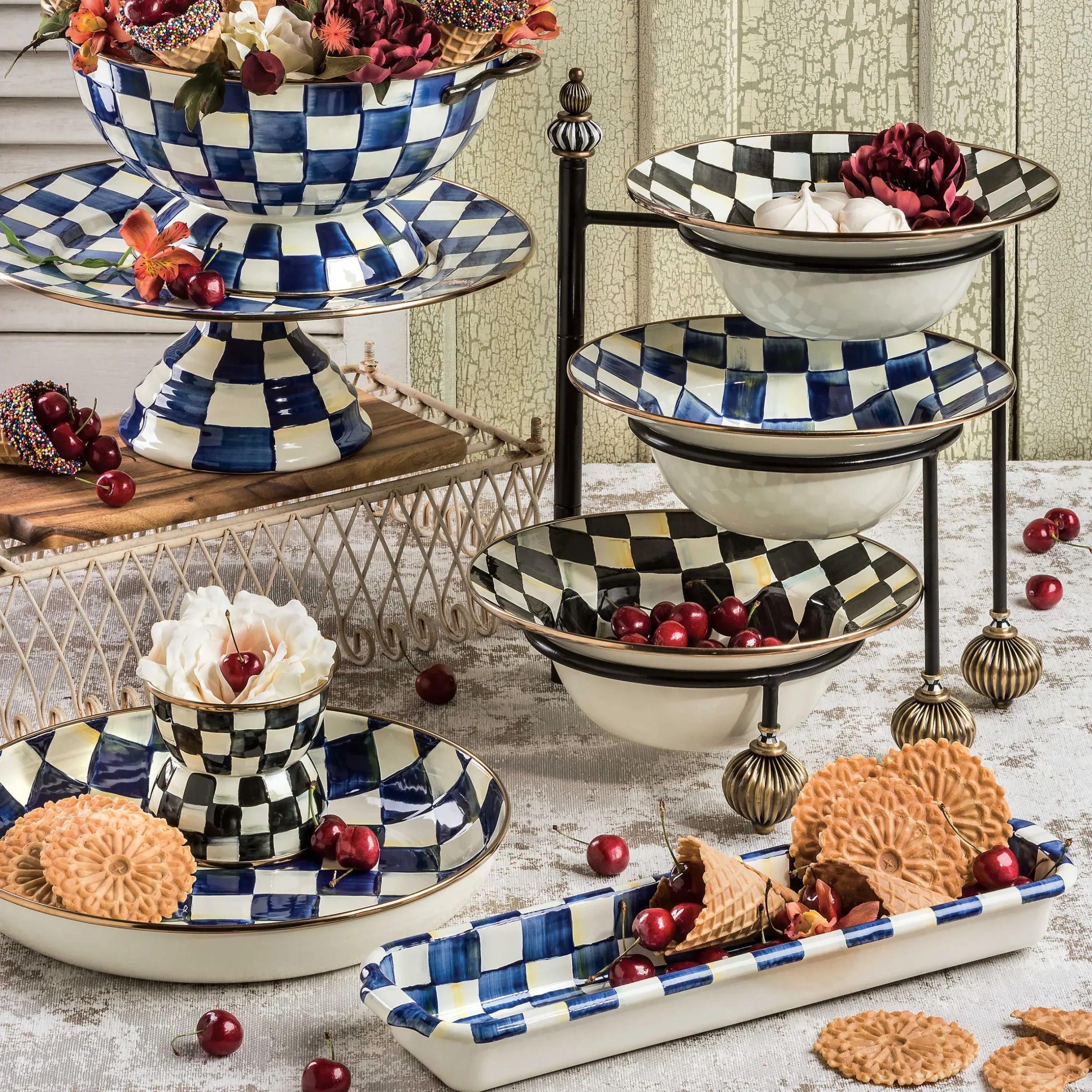 Fall Entertaining|Serveware|MacKenzie-Childs Courtly Check Serving Bowl