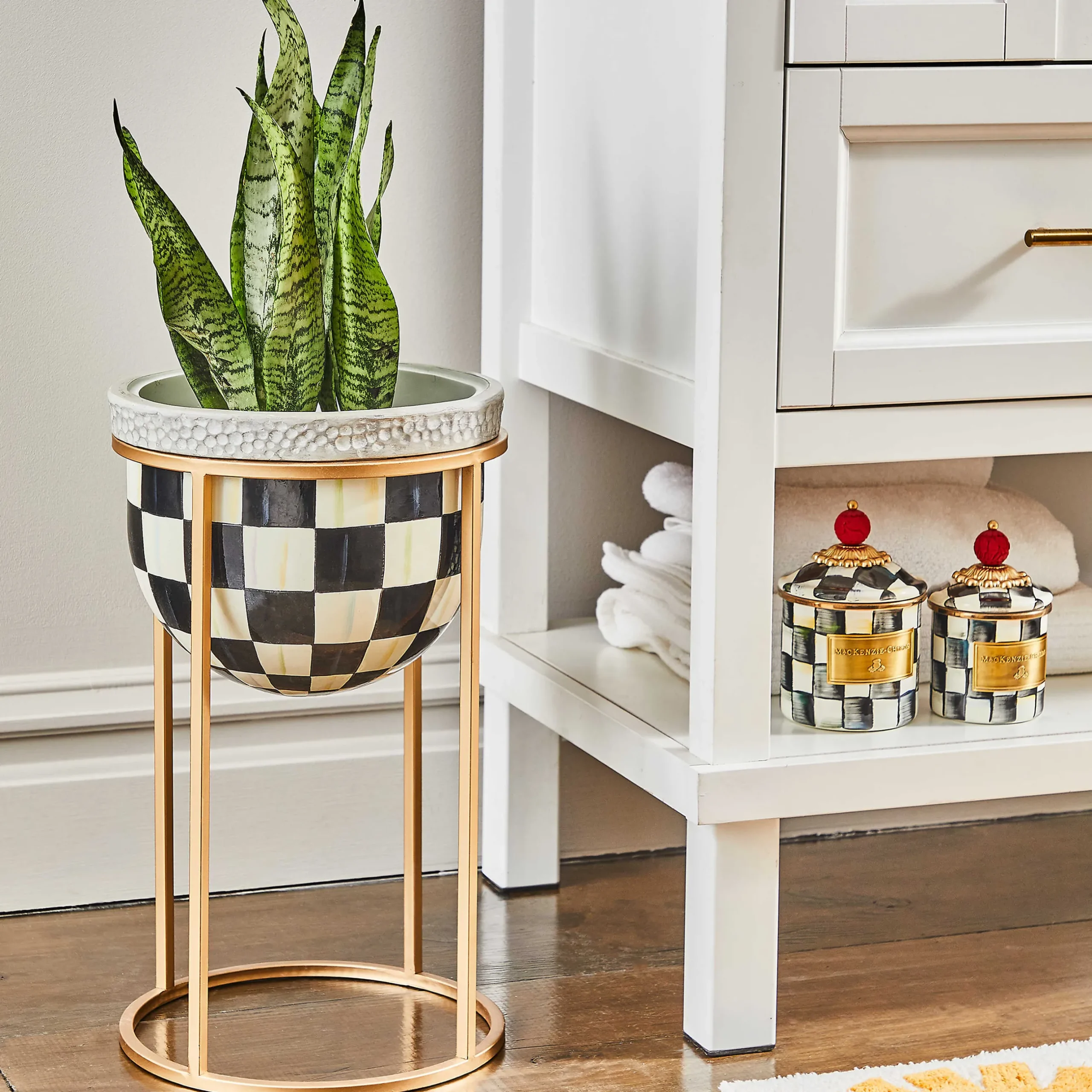 Outdoor|MacKenzie-Childs Courtly Check Short Plant Stand