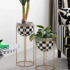 Outdoor|MacKenzie-Childs Courtly Check Short Plant Stand